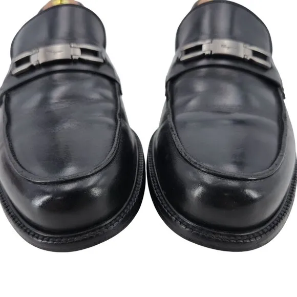 Salvatore Ferragamo Italy Dress Shoes Black Leather Mens size 6.5EEE Bit Loafers