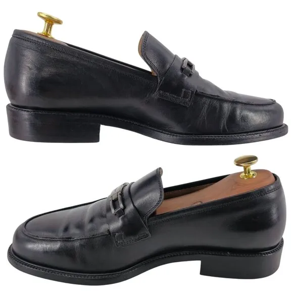 Salvatore Ferragamo Italy Dress Shoes Black Leather Mens size 6.5EEE Bit Loafers
