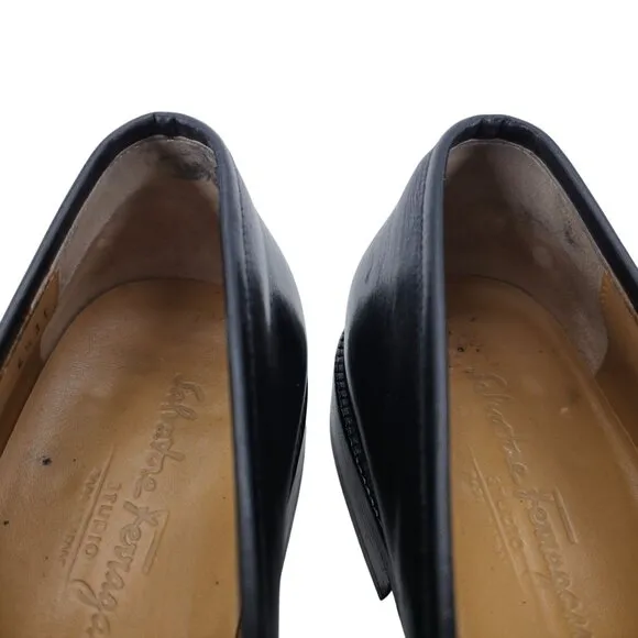 Salvatore Ferragamo Italy Dress Shoes Black Leather Mens size 6.5EEE Bit Loafers