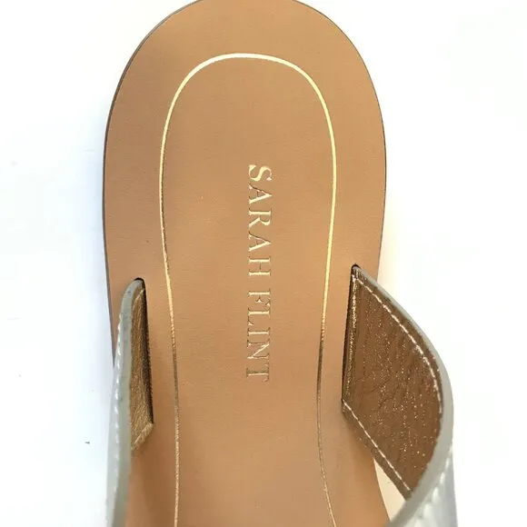 Sarah Flint Grear Gladiator Sandals Womens 37 7 Silver Gold Leather Lace Up