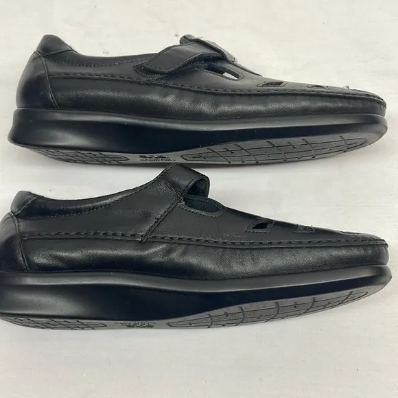 SAS Mary Janes EZ Strap Black Leather Walking Shoes