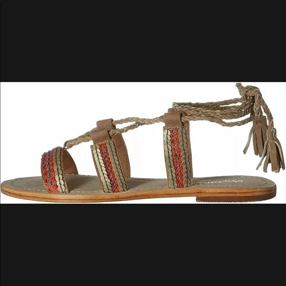 Seychelles NIB In Flight Bohemian Sequin Embellished Taupe Sandals Size 6.5M