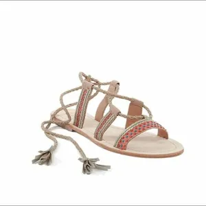 Seychelles NIB In Flight Bohemian Sequin Embellished Taupe Sandals Size 6.5M