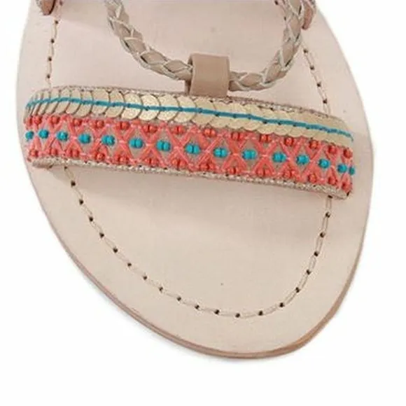 Seychelles NIB In Flight Bohemian Sequin Embellished Taupe Sandals Size 6.5M