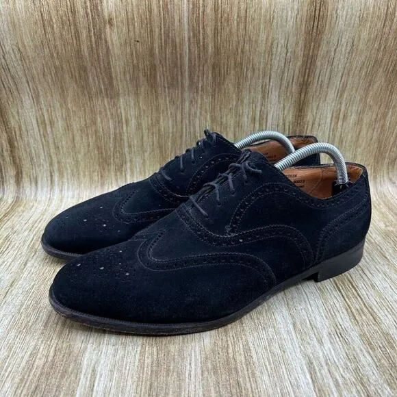 Shipton And‎ Heneage Men's Size 11 UK 10.5 F Black Wingtip Dress Shoes Suede