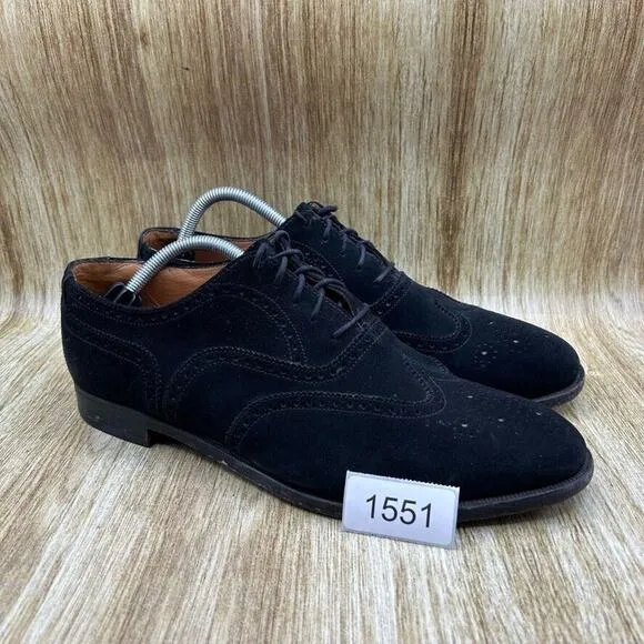 Shipton And‎ Heneage Men's Size 11 UK 10.5 F Black Wingtip Dress Shoes Suede