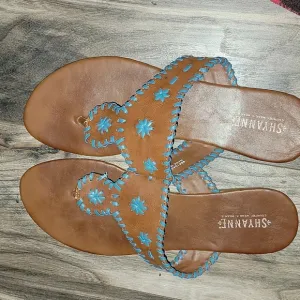 Shyanne sandals teal and brown