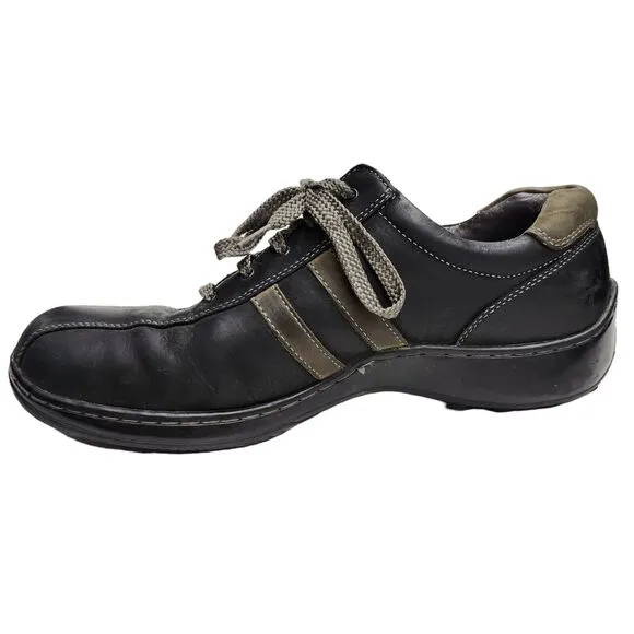 Skechers Critics Mens 12 Leather Oxford Shoes Black Lace Up Casual Comfort