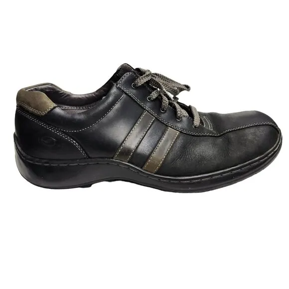 Skechers Critics Mens 12 Leather Oxford Shoes Black Lace Up Casual Comfort