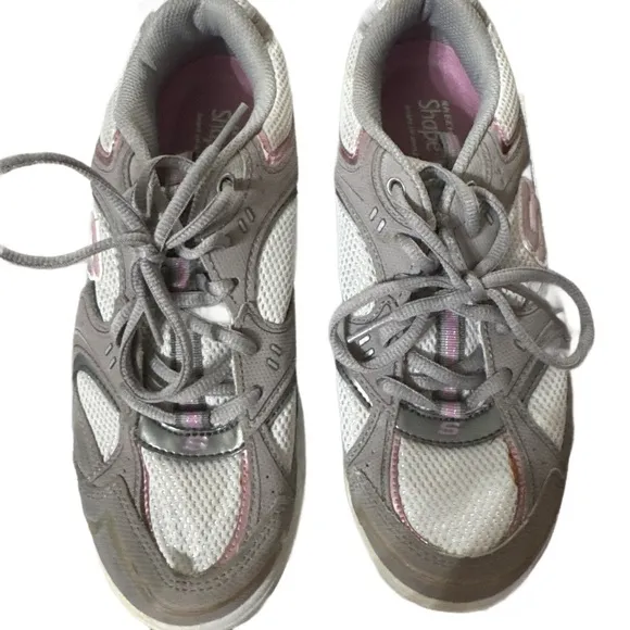 Skechers Shape Ups 11806 Gray Pink Toning Walking Shoes Women's Size US 7.5NEW