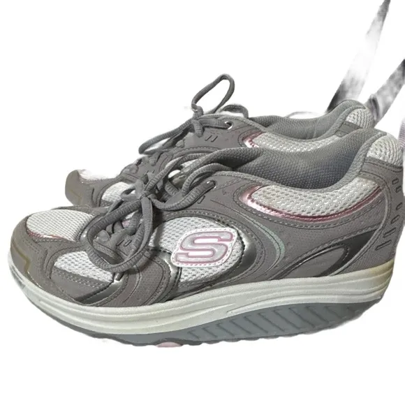 Skechers Shape Ups 11806 Gray Pink Toning Walking Shoes Women's Size US 7.5NEW