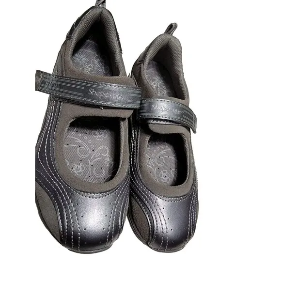 Skechers Shape Ups Gray Mary Jane Sneakers Toning Shoe Womens 7.5 M  Leather