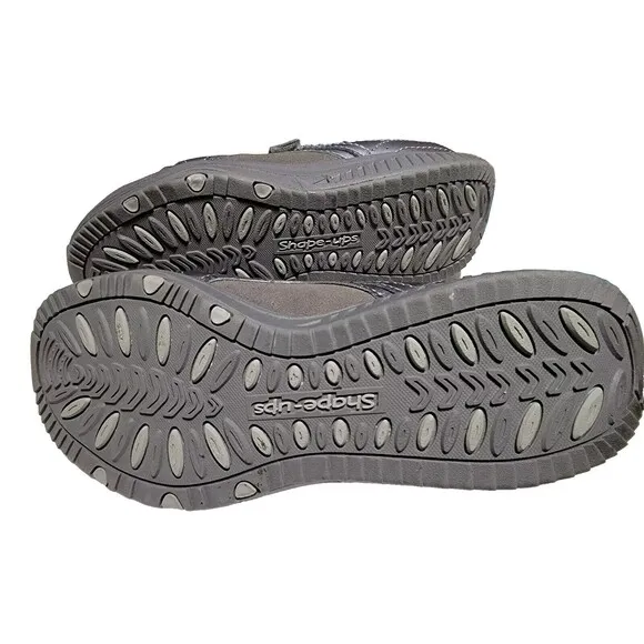 Skechers Shape Ups Gray Mary Jane Sneakers Toning Shoe Womens 7.5 M  Leather