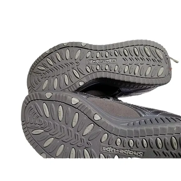 Skechers Shape Ups Gray Mary Jane Sneakers Toning Shoe Womens 7.5 M  Leather