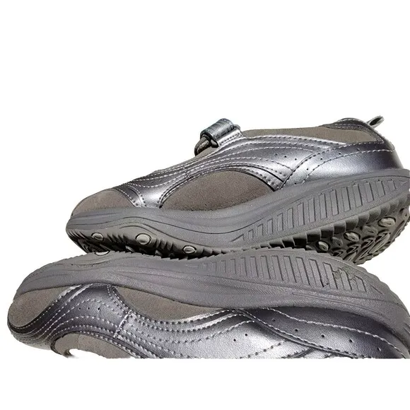 Skechers Shape Ups Gray Mary Jane Sneakers Toning Shoe Womens 7.5 M  Leather