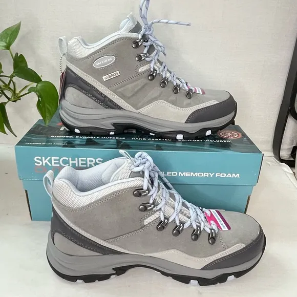 SKECHERS Trego Women's Memory Foam Waterproof‎ Hiking Boot, Gray,  9M