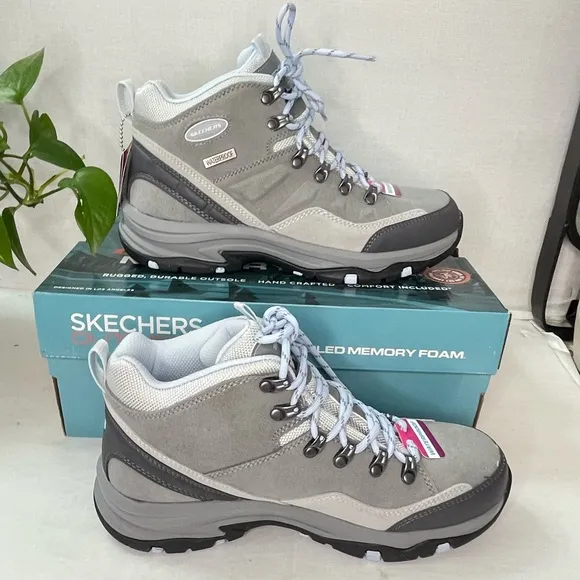 SKECHERS Trego Women's Memory Foam Waterproof‎ Hiking Boot, Gray,  9M