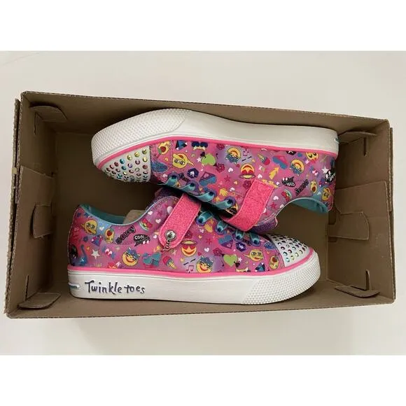 Skechers Twinkle Toes Emoji Twinkle Breeze Cutie Light Up Sneakers Shoes Size 3