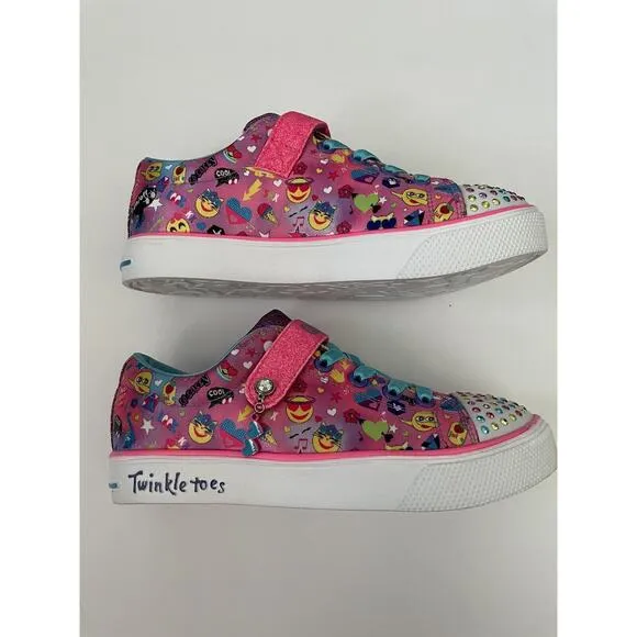 Skechers Twinkle Toes Emoji Twinkle Breeze Cutie Light Up Sneakers Shoes Size 3