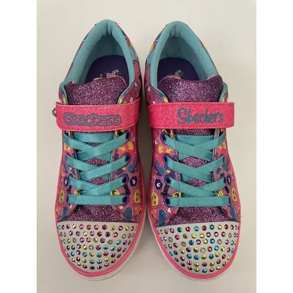 Skechers Twinkle Toes Emoji Twinkle Breeze Cutie Light Up Sneakers Shoes Size 3