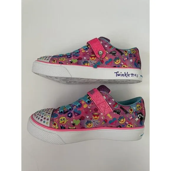Skechers Twinkle Toes Emoji Twinkle Breeze Cutie Light Up Sneakers Shoes Size 3