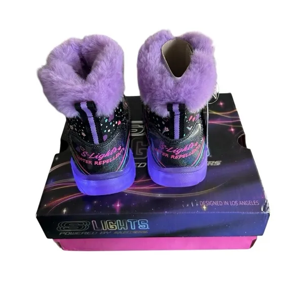 Sketchers Toddler Girls S Lights Illumi-Brights Light-Up Winter Snow Boots Sz 6
