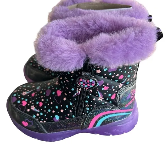 Sketchers Toddler Girls S Lights Illumi-Brights Light-Up Winter Snow Boots Sz 6