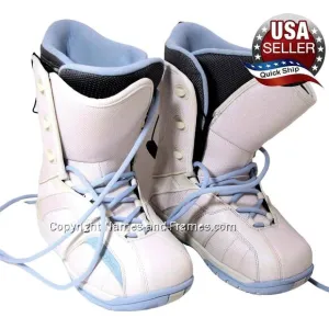 Snow Board Boots • Orion Vanilla Ice Porcelain Blue Trim • Lace Up • Unisex 10W