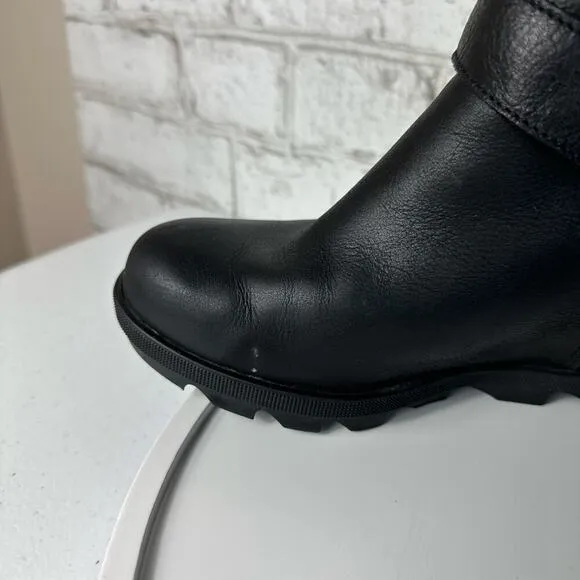 Sorel Boots Joan of Arctic Wedge II NL3360 Heel Buckle Ankle Leather Black 7