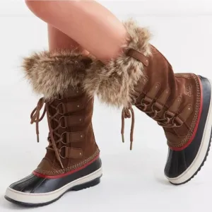 Sorel Brown Joan of Arctic Leather Lace Up Waterproof Winter Boots Womens Sz 8