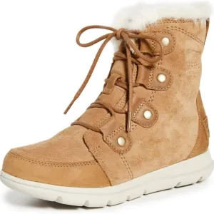 Sorel Explorer Joan Ash Brown Leather &amp; Suede Ankle Boots Size 7 Winter Snow