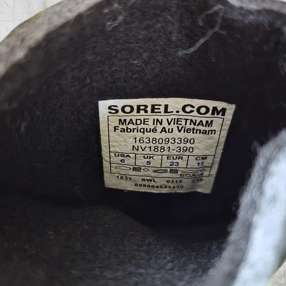 Sorel Green Charcoal Toddler Drawstring Top Winter Snow Boots NWT Size 6 Toddler