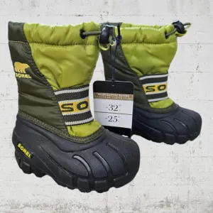 Sorel Green Charcoal Toddler Drawstring Top Winter Snow Boots NWT Size 6 Toddler
