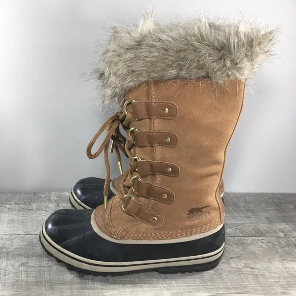 Sorel Joan of Arctic Snow Waterproof Brown Leather Womens Boots NL3481 Size 8