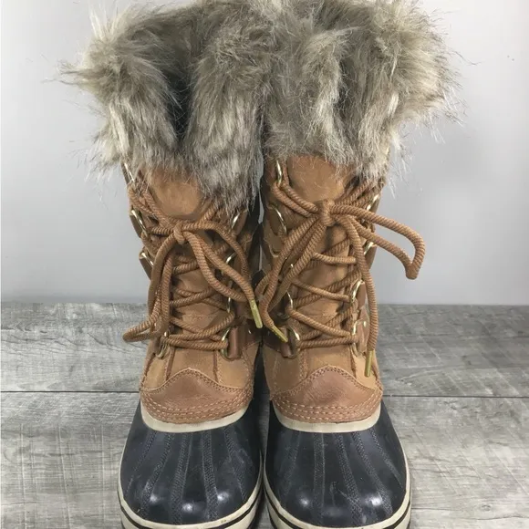 Sorel Joan of Arctic Snow Waterproof Brown Leather Womens Boots NL3481 Size 8