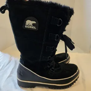Sorel Joan of Arctic Winter Snow Boots Black Suede NL2093-010 Sz 9 Lace Up