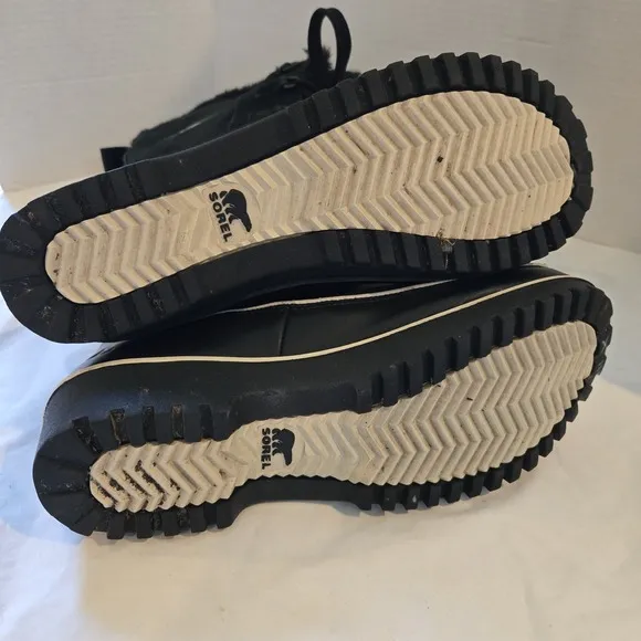 Sorel Joan of Arctic Winter Snow Boots Black Suede NL2093-010 Sz 9 Lace Up