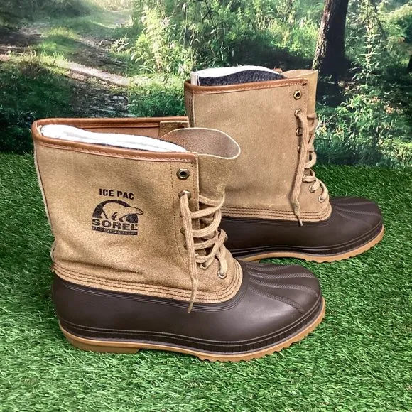 Sorel Leather Ice Pac Winter Snow Duck Lace Up Boots 9