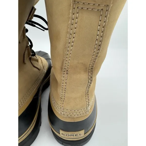 Sorel Men's Caribou Snow Boots Buff Tan lace Up Size 11 Winter Waterproof Nubuck