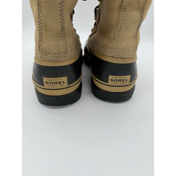 Sorel Men's Caribou Snow Boots Buff Tan lace Up Size 11 Winter Waterproof Nubuck