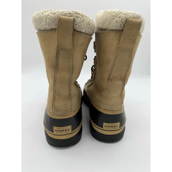 Sorel Men's Caribou Snow Boots Buff Tan lace Up Size 11 Winter Waterproof Nubuck