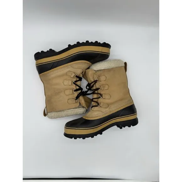 Sorel Men's Caribou Snow Boots Buff Tan lace Up Size 11 Winter Waterproof Nubuck