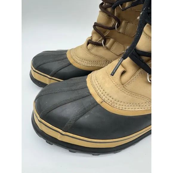 Sorel Men's Caribou Snow Boots Buff Tan lace Up Size 11 Winter Waterproof Nubuck