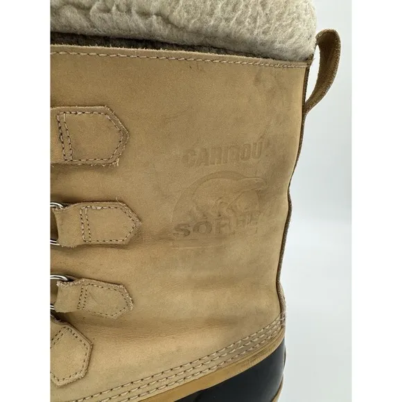 Sorel Men's Caribou Snow Boots Buff Tan lace Up Size 11 Winter Waterproof Nubuck