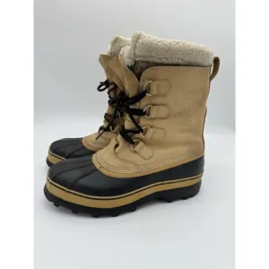 Sorel Men's Caribou Snow Boots Buff Tan lace Up Size 11 Winter Waterproof Nubuck
