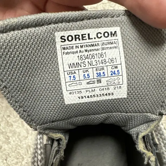 Sorel Out N About Duck Boots Womens Size 7.5 Waterproof Silver / Grey Gray