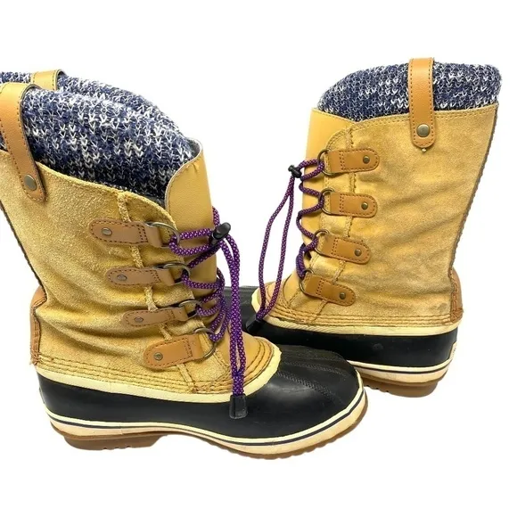 Sorel Snow Winter Boots Waterproof Knit Lined SZ 6