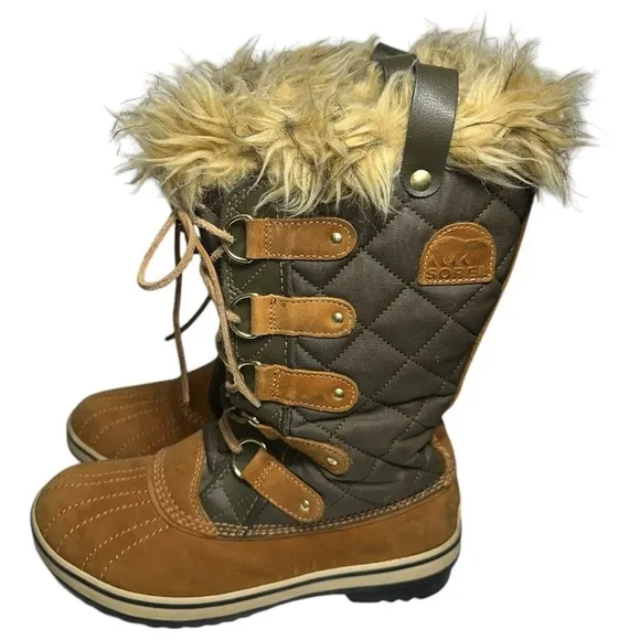 Sorel Tofino Women’s Size 8 Camel Olive Green Tofino Lace Up Boots NL1780-316