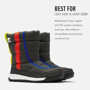 Sorel Uni-sex Whitney Puffy Black Mid Snow Child Rain Boots Kids