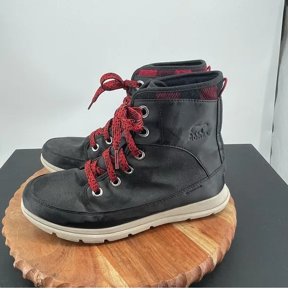 SOREL Womens Explorer 1964 Black Snow Boots Size 12 NL3494-010